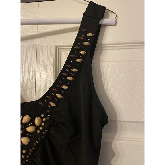 Jaclyn Smith‎ Long Black Embroidered Bead Dress Medium NWT - Picture 4 of 7